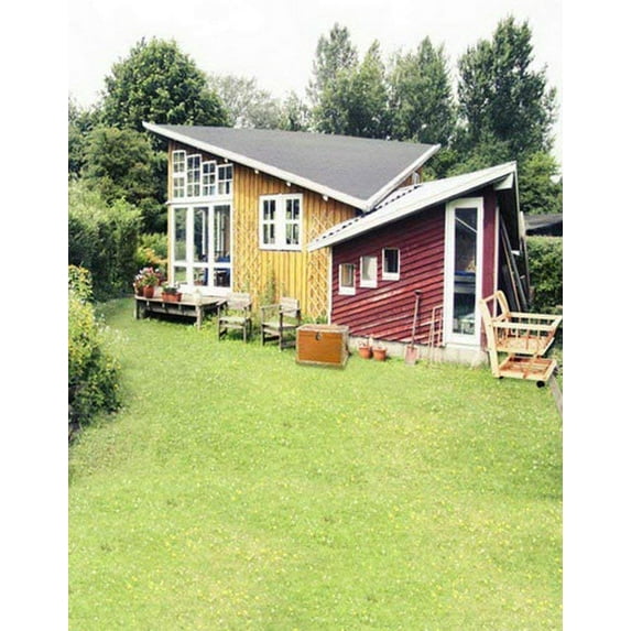 ABPHOTO Polyester Outdoor Scenery House In Field Studio Props Mural Photography Backdrops 5x7ft