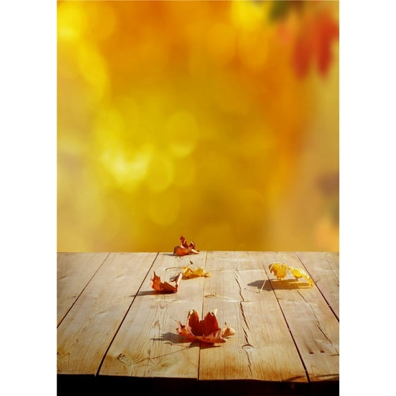 ABPHOTO Polyester Photography Backdrops Photo Studio Props Leaf Children Baby Wooden Floor Background 5x7ft