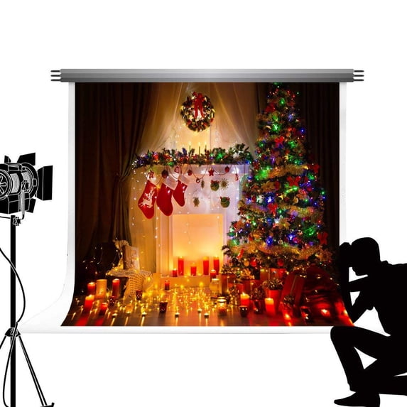 ABPHOTO Polyester Photography Background Christmas Tree Gifts No Wrinkles Bokeh Star Decorations for Home Photo Curtains Backdrops Studio Fond Photos 7x5ft