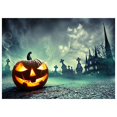 thumbnail image 1 of ABPHOTO Polyester Photography Background Photo Backdrops Magic Theme Photography Studio background HHorror castle, cross monument, tree, ghost, pumpkin light for Halloween 7x5ft, 1 of 2