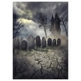 thumbnail image 1 of ABPHOTO Polyester Photography Background Photo Backdrops Magic Theme Photography Studio background Horror castle dry ground tree stone for Halloween 7x5ft, 1 of 2