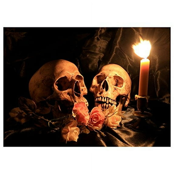 ABPHOTO Polyester Photography Background Photo Backdrops Magic Theme Photography Studio background Horror skull,roses,candles for Halloween 7x5ft