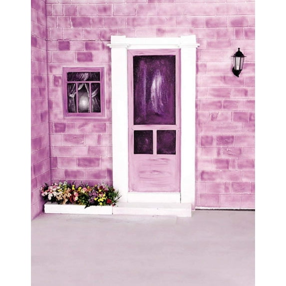 ABPHOTO Polyester Pink House Flowers Photography Backdrops Photo Props Studio Background 5x7ft