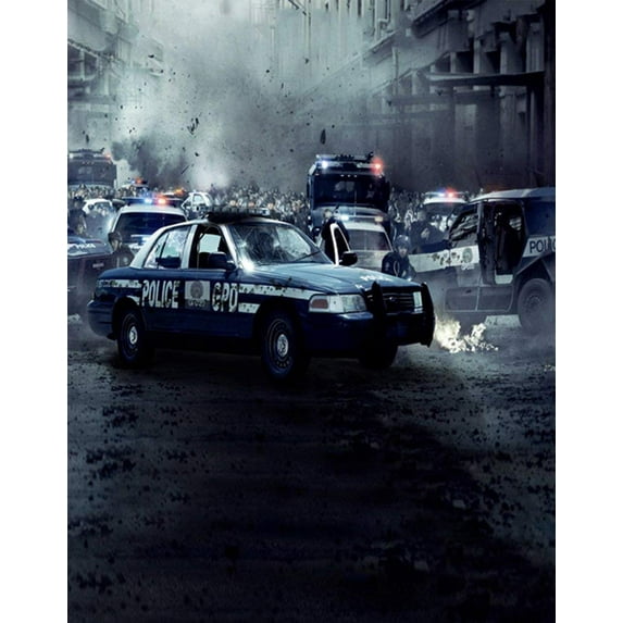 ABPHOTO Polyester Police Car Doomsday Photography Backdrops Photo Props Studio Background 5x7ft