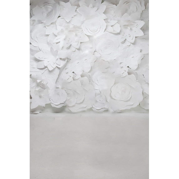 ABPHOTO Polyester Pure Solid White Backgrounds Paper Flower Mural 5x7ft Studio Photography Backdrops Props