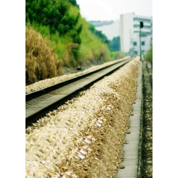 ABPHOTO Polyester Railway Rail Track Green Trees Portrait Scene Picture Backgrounds 5x7ft Photography Backdrops