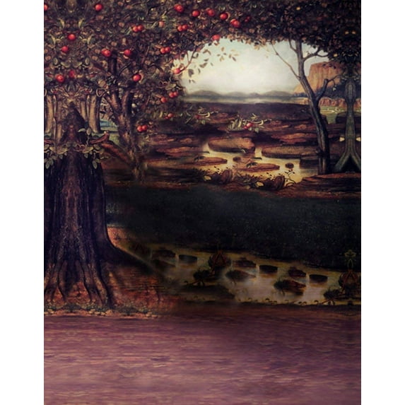 ABPHOTO Polyester Red Apple Tree Painting Photography Backdrops Photo Props Studio Background 5x7ft
