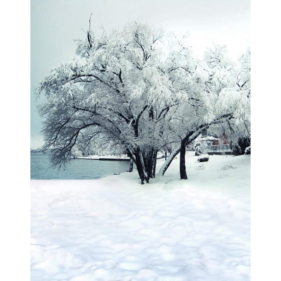 ABPHOTO Polyester 5x7ft Winter Snow Tree Photography Backdrops Photo Props Studio Background