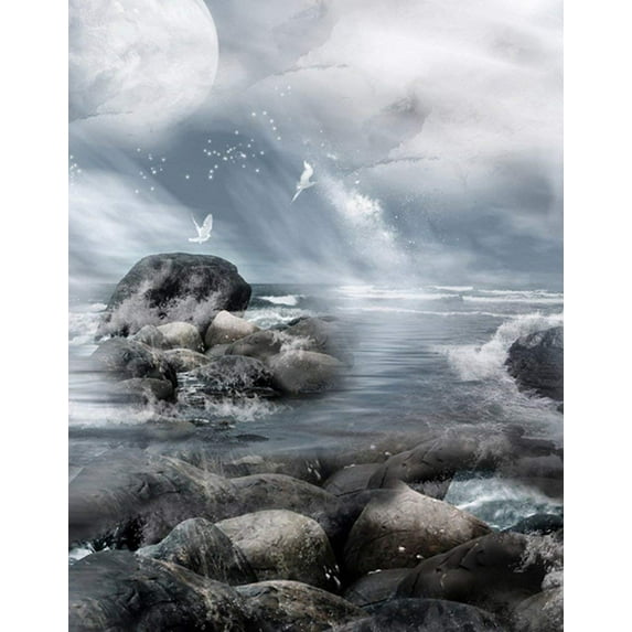 ABPHOTO Polyester Sea Cloud Bird Photography Backdrops Photo Props Studio Background 5x7ft
