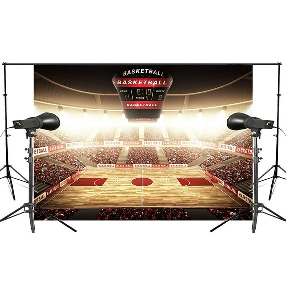 ABPHOTO Polyester Spectacular Filled The Audience Basketball Court Photography Background Light Backdrop Photo Studio Backdrop 7x5ft Basketball Background Wall