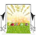 thumbnail image 1 of ABPHOTO Polyester Spring Photo Backdrop Flowers Grass Bokeh Background Easter Eggs Photo Booth Backdrop for Parties 5x7ft, 1 of 3