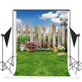 thumbnail image 1 of ABPHOTO Polyester Spring Photo Booth Backdrop Easter Background for Photography Wood Fence Green Grass Backdrop for Pictures 5x7ft, 1 of 3