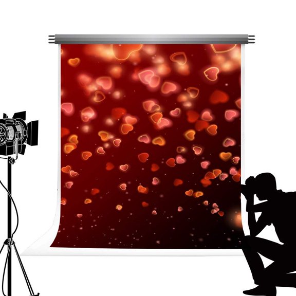 ABPHOTO Polyester Spring Photographic Background Glitter Bokeh Halos Love Heart Backdrop for Photography for Wedding Newborn Party Studio Photoshoot 5x7ft