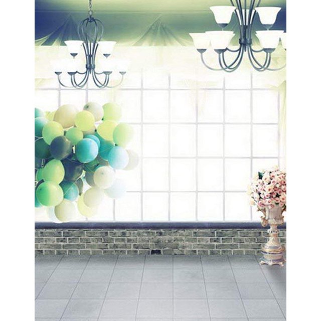 ABPHOTO Polyester Stone Floor Balloon Flowers Photography Backdrops Photo Props Studio Background 5x7ft