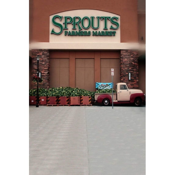 ABPHOTO Polyester Street Scene Market Building Front Studio Props 5x7ft Photography Backdrops Wall Mural Decoration