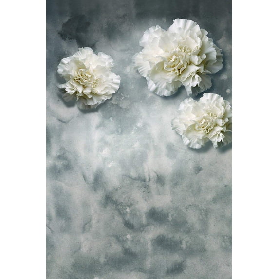 ABPHOTO Polyester Three White Flower Pure Wall Floor Wedding Studio Mural 5x7ft Photography Backdrop