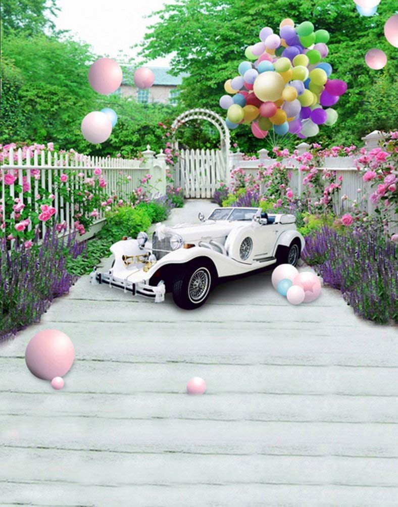 Photo Backdrops Auto Frame ABPHOTO Polyester Tree Car Balloon Photography Backdrops Photo Props ...