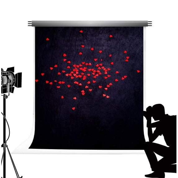 ABPHOTO Polyester Valentine Photography Backgrounds Love Heart Studio Decoratie Fotografie Portable Black Photoshoot Backdrops 5x7ft