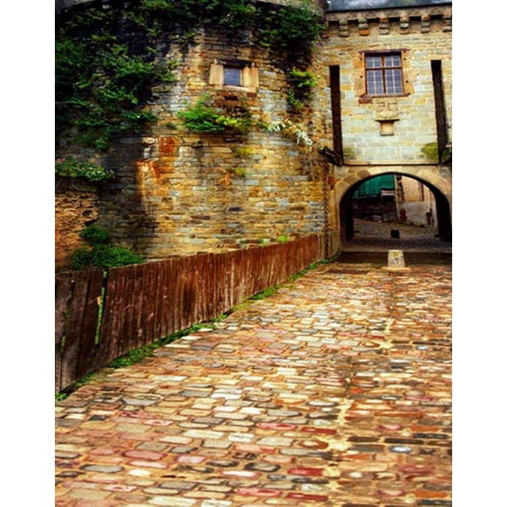 ABPHOTO Polyester Vintage Brick Building Floor Photography Backdrops Photo Props Studio Background 5x7ft