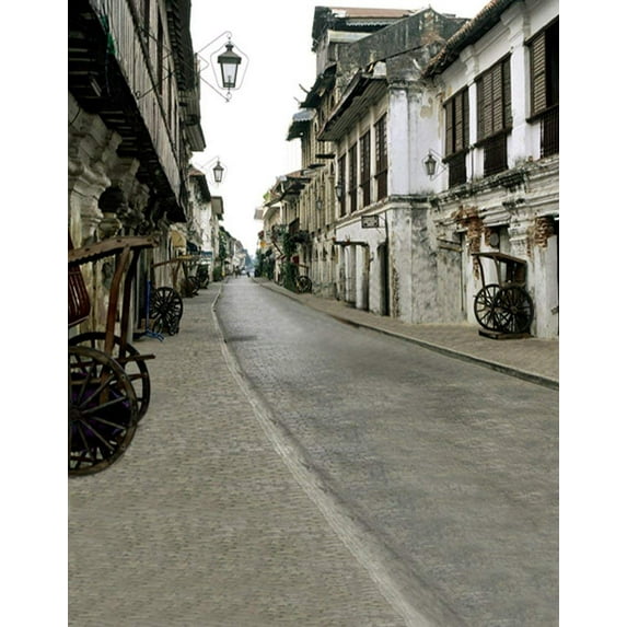 ABPHOTO Polyester Vintage Building Road Photography Backdrops Photo Props Studio Background 5x7ft