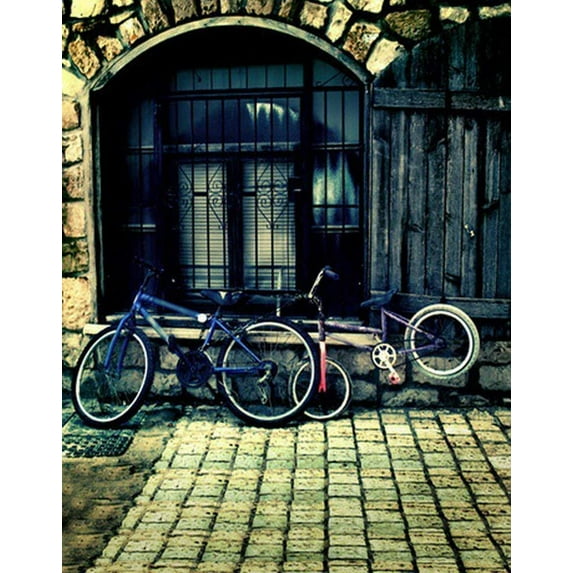 ABPHOTO Polyester Vintage House Bicycle Photography Backdrops Photo Props Studio Background 5x7ft
