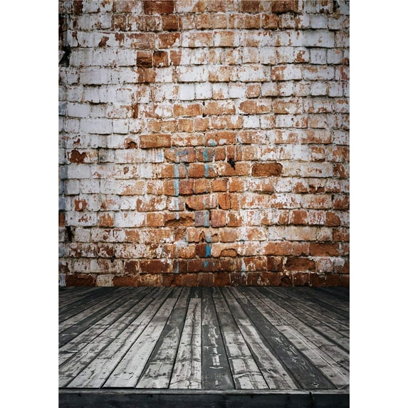 ABPHOTO Polyester Vintage Photography Backdrops Children Brick Wall Photo Studio Props Wooden Floor Background 5x7ft