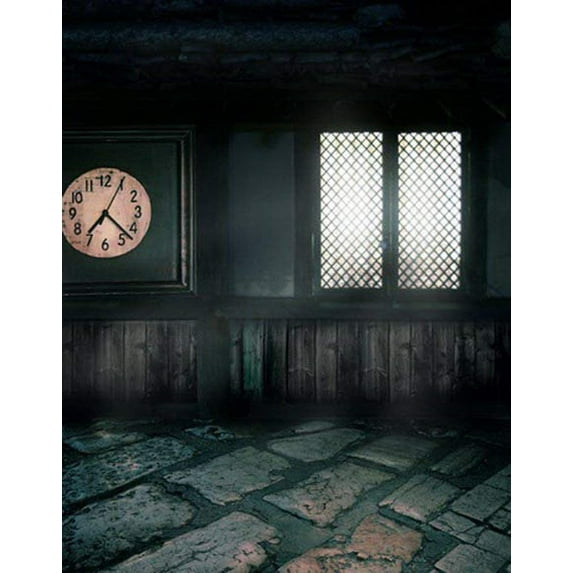 ABPHOTO Polyester Vintage Room Stone Floor Clock Photography Backdrops Photo Props Studio Background 5x7ft