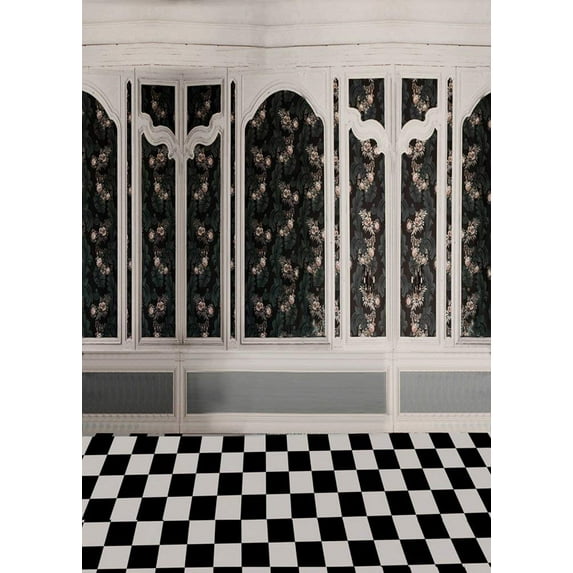 ABPHOTO Polyester Vintage Wall White Black Floor Photography Backdrops Photo Props Studio Background 5x7ft