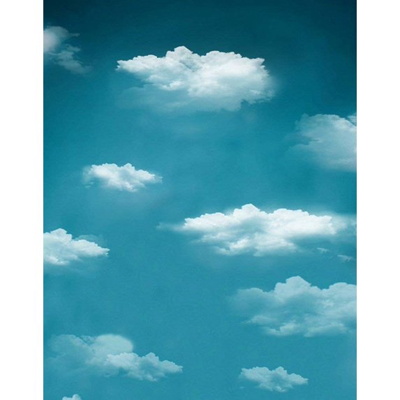 ABPHOTO Polyester White Clouds Blue Sky Clouded Photography Backdrops 5x7ft Studio Props