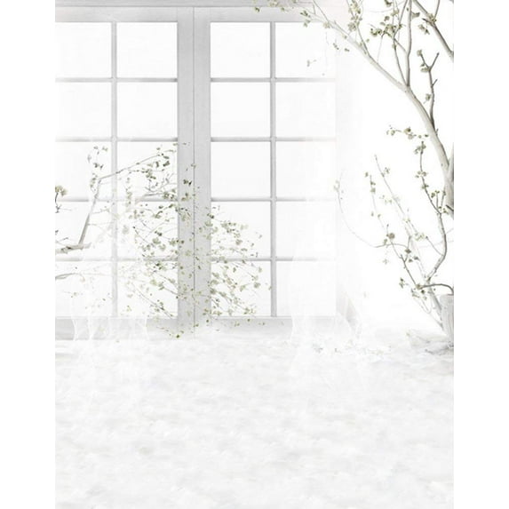 ABPHOTO Polyester White Window Tree Photography Backdrops Photo Props Studio Background 5x7ft