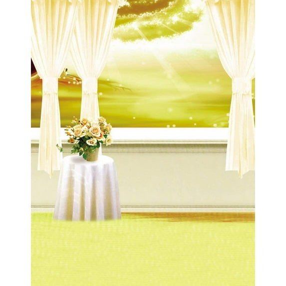 ABPHOTO Polyester Window Rose Flowers Room Photography Backdrops Photo Props Studio Background 5x7ft