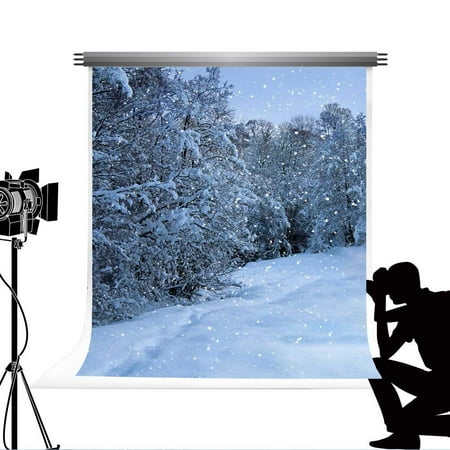 ABPHOTO Polyester Winter Snow Photo Background Natural Scenery Backdrops Scenic Photo Booth Foto Achtergrond for Professional Studio Photos 5x7ft
