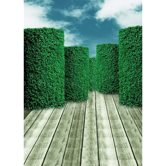 ABPHOTO Polyester Wooden Floor Green Pillar Photography Backdrops Photo Props Studio Background 5x7ft