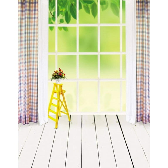 ABPHOTO Polyester Wooden Floor Window Living Room Photography Backdrops Photo Props Studio Background 5x7ft