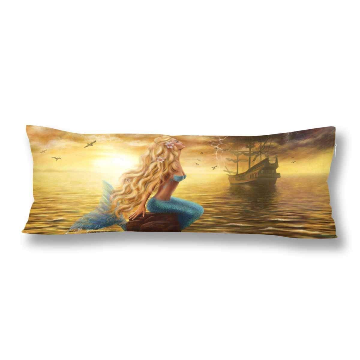 ABPHOTO Princess Mermaid Fish Body Pillow Covers Pillowcase 20x60 inch