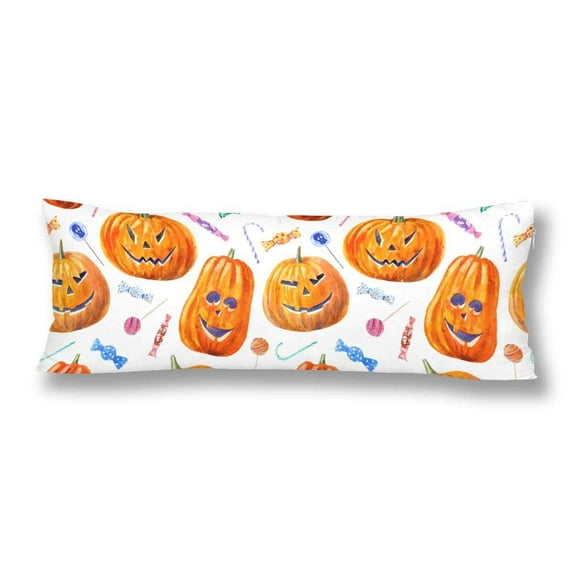 ABPHOTO Pumpkin Jack o' Lantern Lollipop Candy Pillow Covers Pillowcase 20x60 inch Body Pillow Case Protector