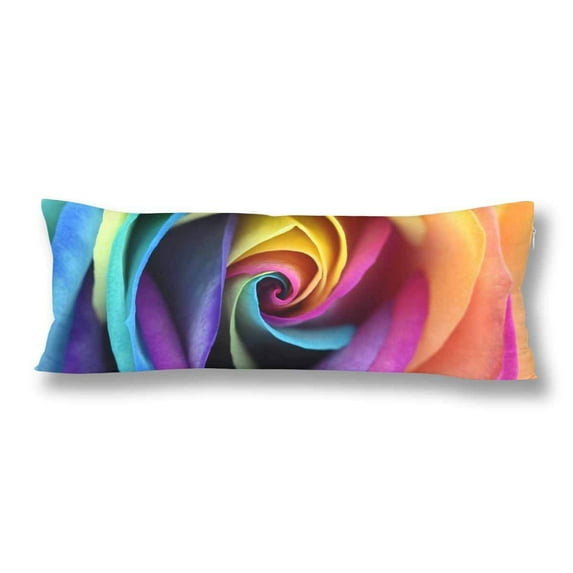 ABPHOTO Rainbow Rose Heart Flower Body Pillow Covers Pillowcase 20x60 inch Multi Colored Petal Body Pillow Case Protector