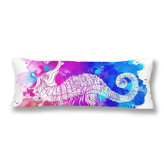 ABPHOTO Rainbow Seahorse Geometric Sea Animal Body Pillow Covers Case Protector 20x60 inch