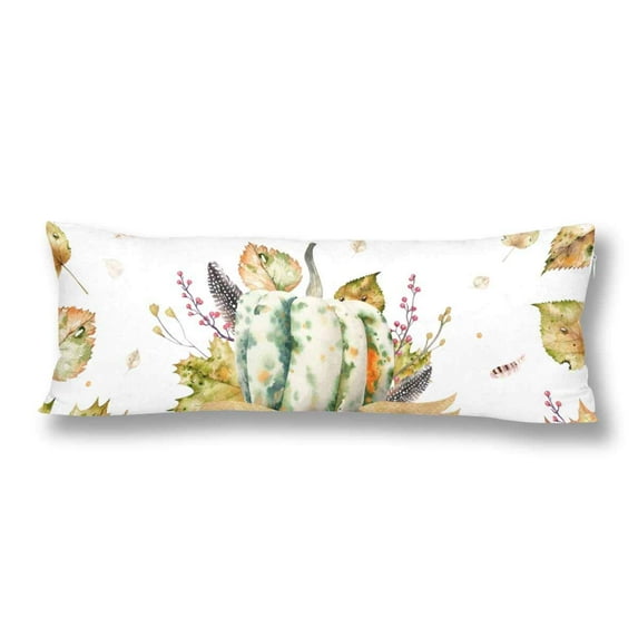 ABPHOTO Red Yellow Autumn Watercolor Leaves Berries Fall Foliage Body Pillow Covers Case Protector 20x60 inch