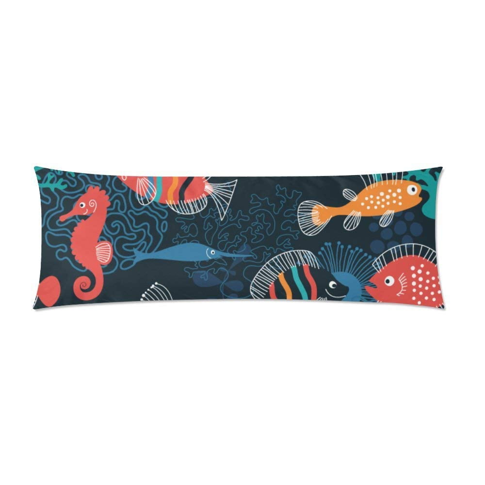 ABPHOTO Sea Fish Body Pillow Covers Pillowcase Throw Pillows 20x60 inch