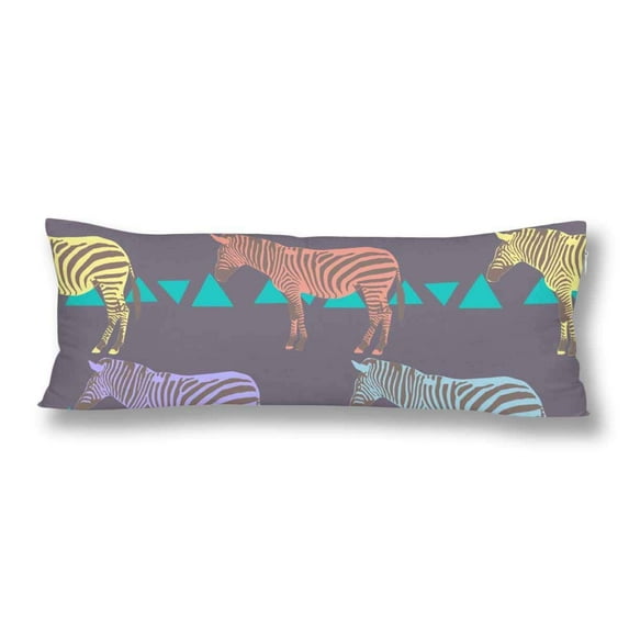 ABPHOTO Seamless Pattern Colorful Zebra Body Pillow Covers Case Protector 20x60 inch