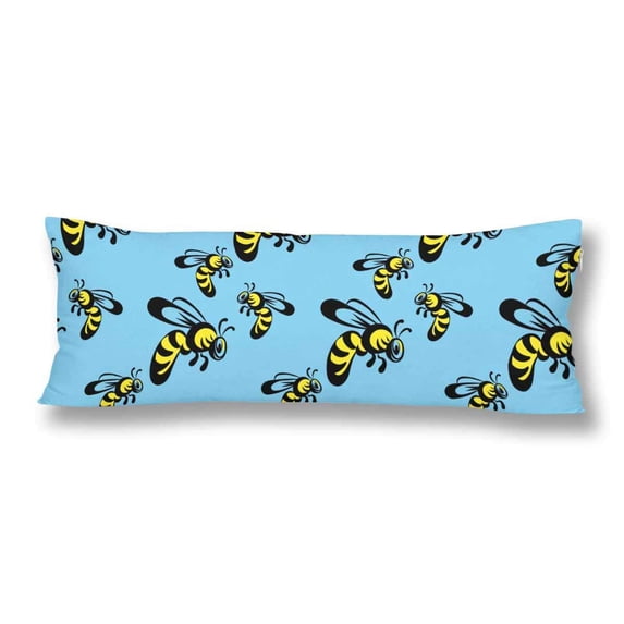 ABPHOTO Seamless Pattern Honey Bee Queen Bee Cartoon Bee Body Pillow Covers Case Protector 20x60 inch