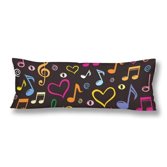 ABPHOTO Seamless Pattern Musical Notes Pillow Covers Pillowcase 20x60 inch Body Pillow Case Protector