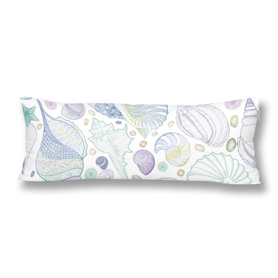 ABPHOTO Seashell Starfish Summer Holiday Marine Sea Beach Theme Body Pillow Covers Case Protector 20x60 inch