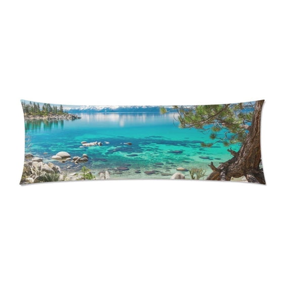 ABPHOTO Turquoise Lake Body Pillowcase Pillow Cover Pillow Protector Two Sides Printing 20x60 inch