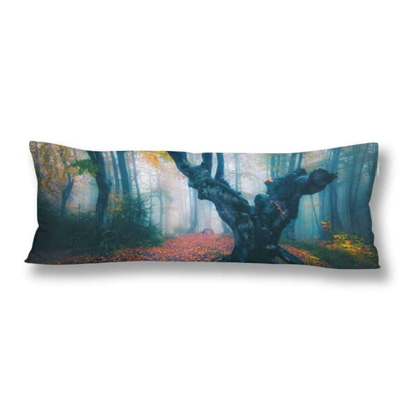 ABPHOTO Vintage Misty Morning Autumn Fall Forest Body Pillow Covers Case Protector 20x60 inch