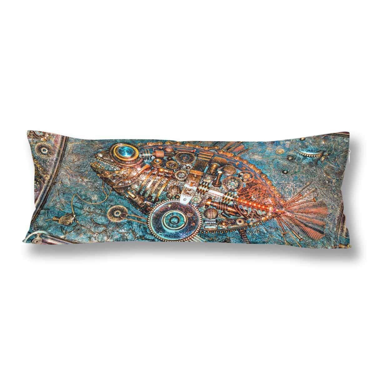 ABPHOTO Vintage Steampunk Fish Body Pillow Covers Pillowcase 20x60 inch