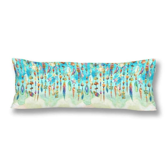 ABPHOTO Watercolor Jewellery with Sea Shells Beads Feathers Body Pillow Covers Case Protector 20x60 inch