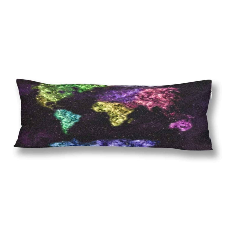 ABPHOTO Watercolor World Map Abstract Splatters Body Pillow Covers