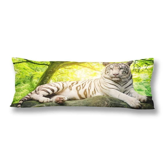 ABPHOTO White Tiger Tree Jungle Forest Pillow Covers Pillowcase 20x60 inch Body Pillow Case Protector